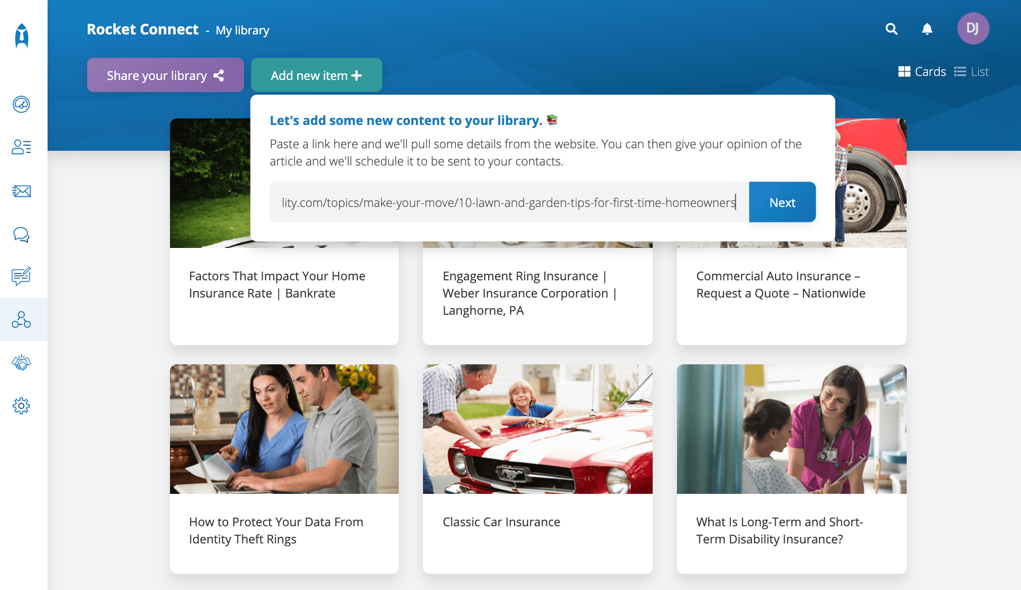 Client Connect library for insurance ClientCircle