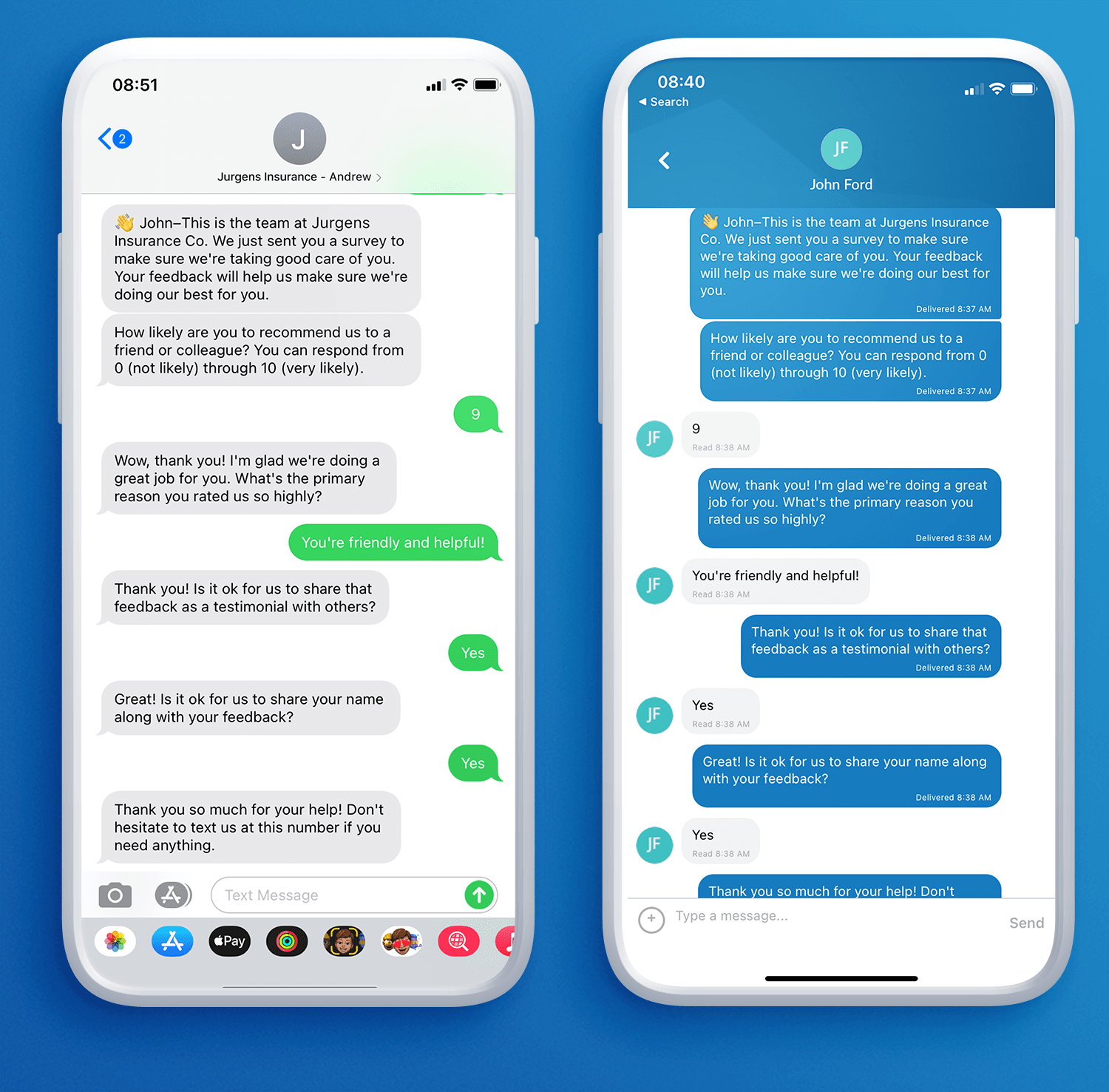 Collecting insurance client surveys with text messaging ClientCircle