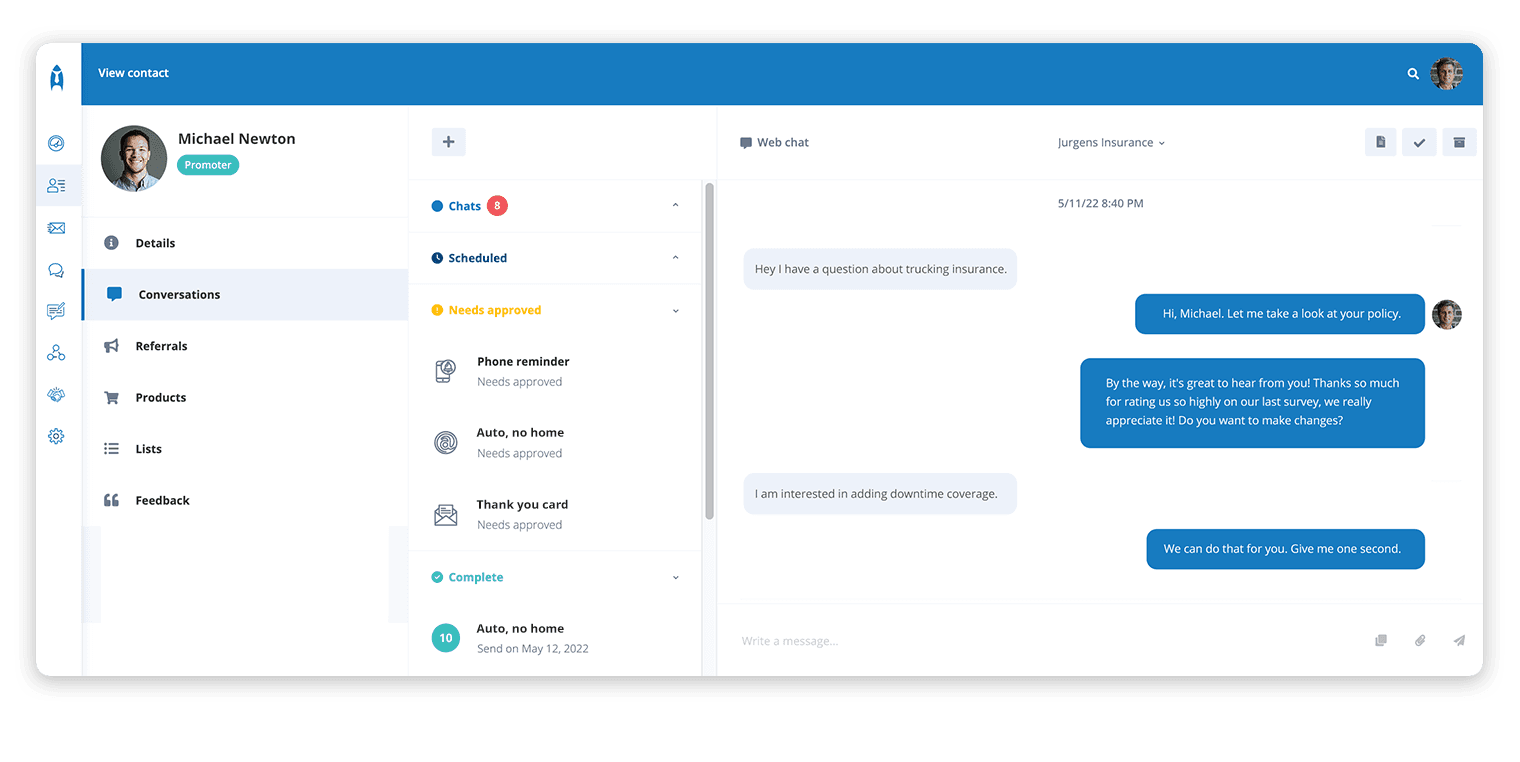 Contact chat screen ClientCircle