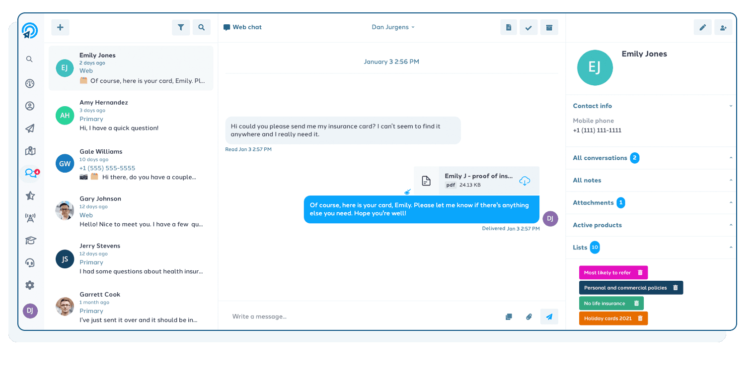 Conversations tab thread ClientCircle