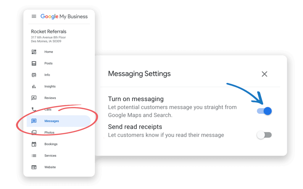Google My Business messages ClientCircle