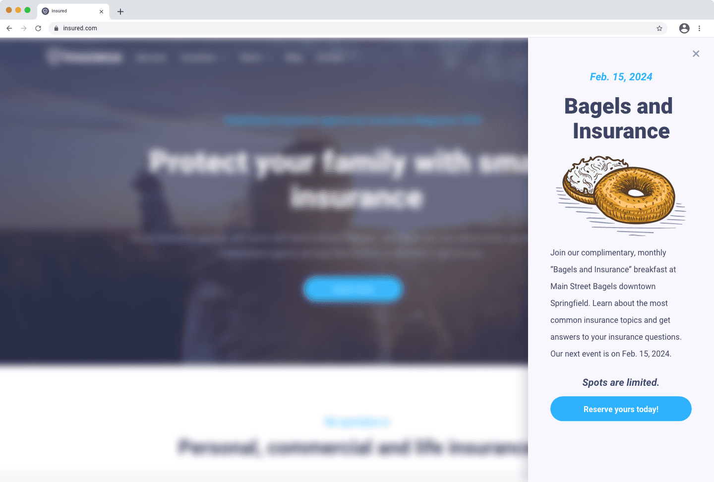 Example of cue with a link to RSVP ClientCircle