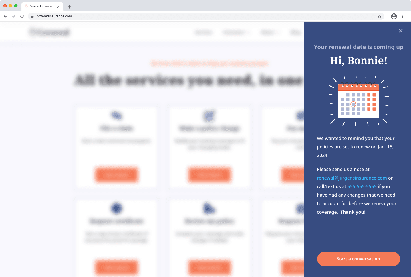 Personalized cue example ClientCircle