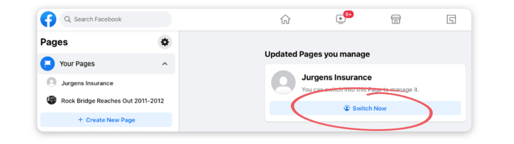 Facebook/Meta switch now icon ClientCircle