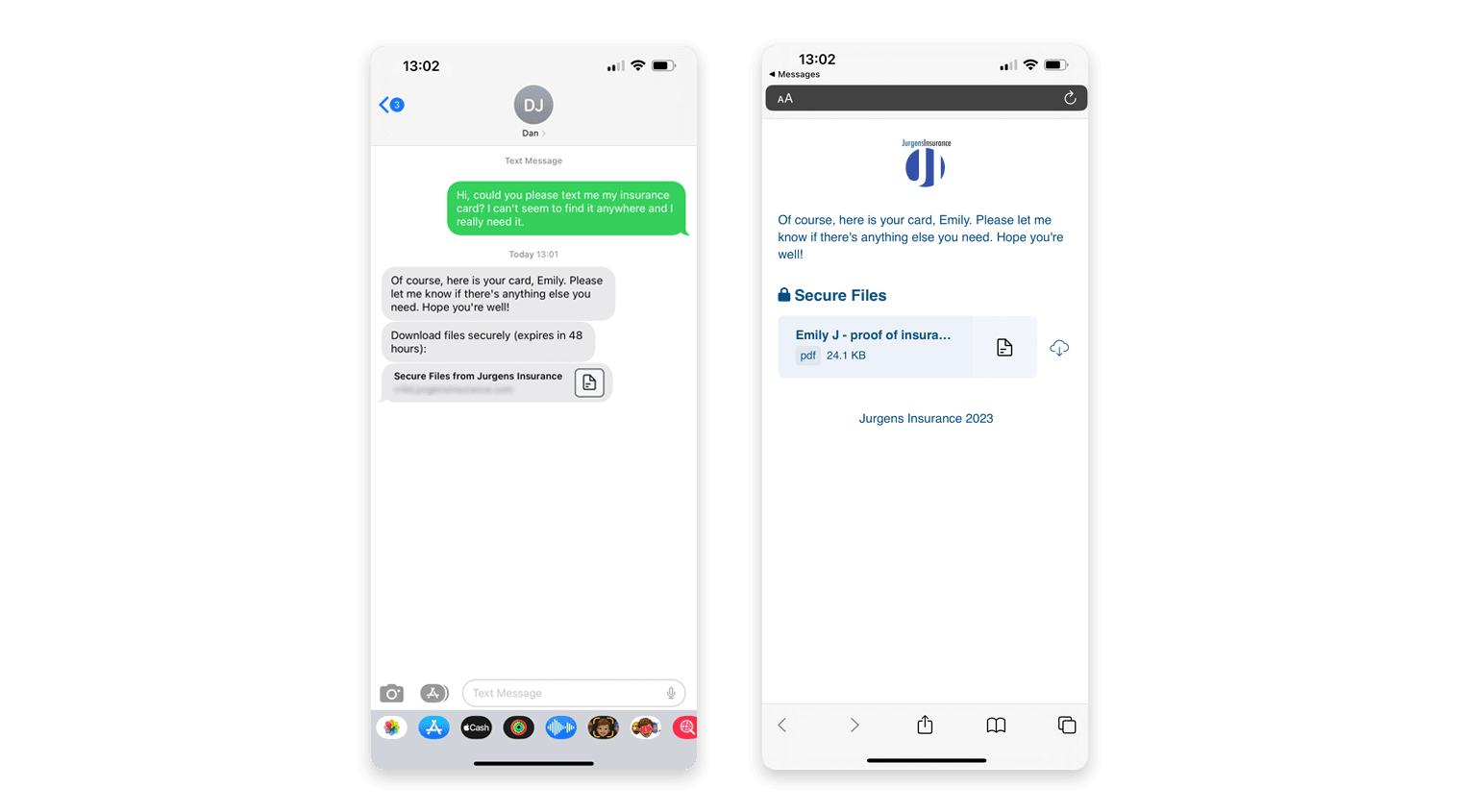 Texting attachments client view ClientCircle