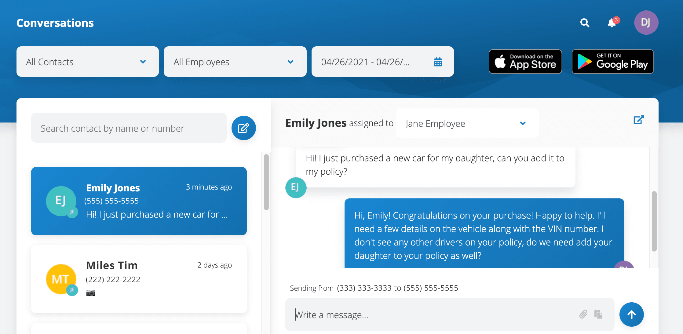 Texting insurance clients ClientCircle