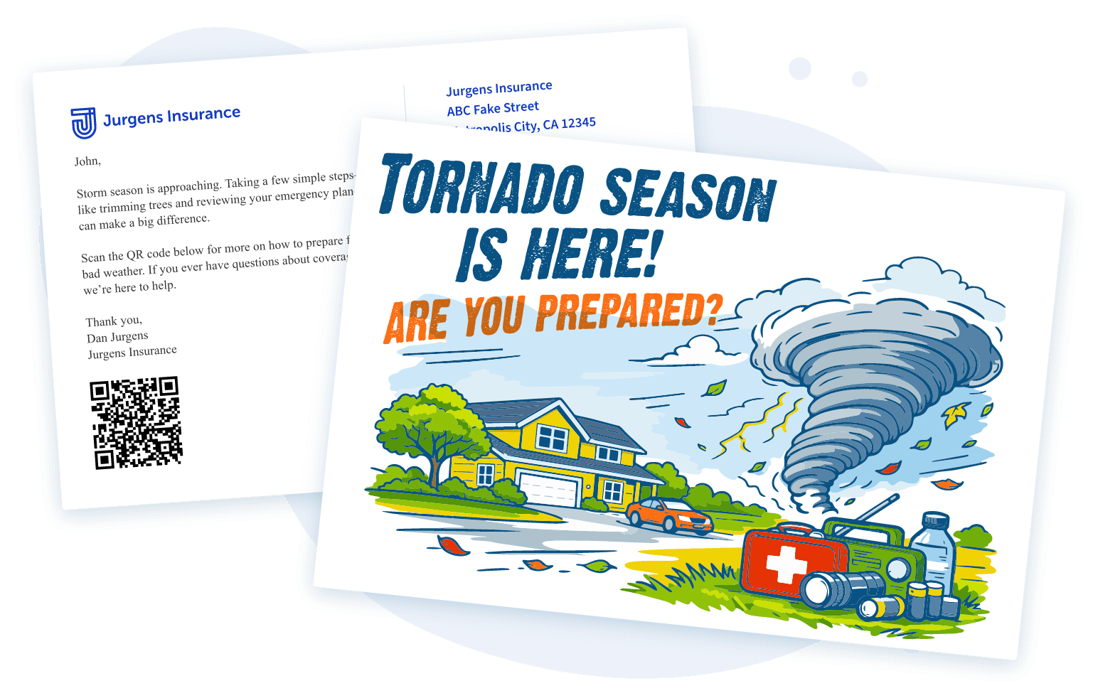 An example of a card promoting the importance of being prepared for weather events, ClientCircle